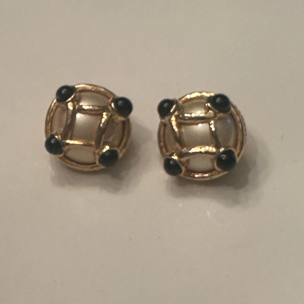 Carolee Gold and Black Grid Earrings